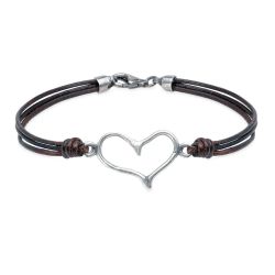WB578X Pulsera PLATA DE PALO Mujer Zoco de Plata 925 y Cuero