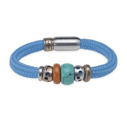 Pulsera Plata de Palo mujer de Nylon azul modelo Éxtasis combinada