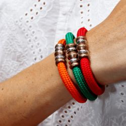 Pulsera PLATA DE PALO Nylon naranja moderna y elegante modelo Malva