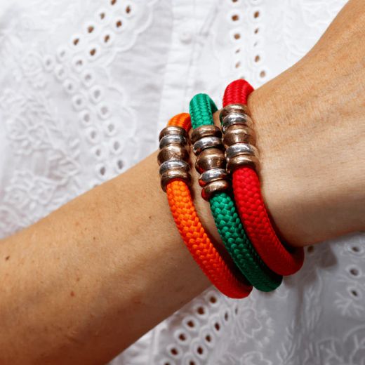 Pulsera PLATA DE PALO Nylon naranja moderna y elegante modelo Malva