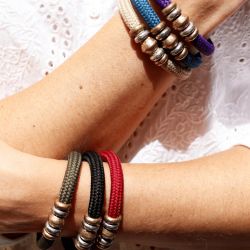 Pulsera Plata de Palo de Nylon negro modelo Trópico elegancia atemporal