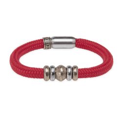 Pulsera Plata de Palo Nylon rojo intenso modelo Viva energética