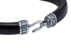 Pulsera Pedro MB252X Plata de Palo de hombre de plata y cuero