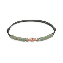 Pulsera Plata de Palo autoajustable de nylon verde, Referencia BB051V caucho verde y naranja