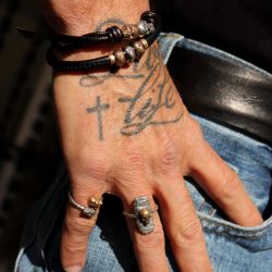 SB217X Pulsera Plata de Palo Calavera Rif en plata de ley, cuero y bronce