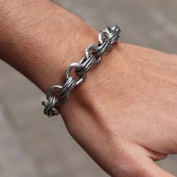 MB9 Pulsera Plata de Palo de hombre cierre mosquetón modelo Gregos