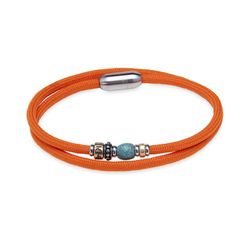 Pulsera Plata de Palo con doble de nylon naranja Referencia: BB050O cierre magnético y resina de color azul