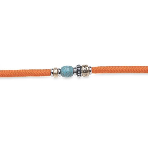 Pulsera Plata de Palo con doble de nylon naranja Referencia: BB050O cierre magnético y resina de color azul