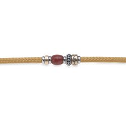Pulsera Plata de Palo con doble nylon de color mostaza Referencia:BB050M resina de color granate y acero inoxidable