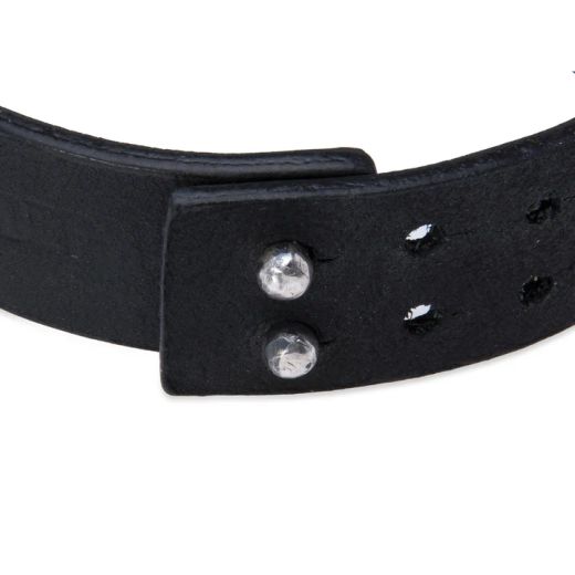 WB546X Pulsera Plata de Palo de cuero mujer colección Tetsu con círculo en plata de 1ª ley
