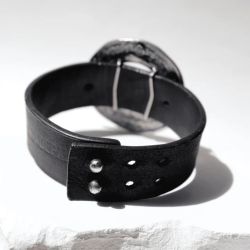 WB546X Pulsera Plata de Palo de cuero mujer colección Tetsu con círculo en plata de 1ª ley