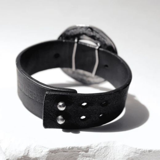 WB546X Pulsera Plata de Palo de cuero mujer colección Tetsu con círculo en plata de 1ª ley