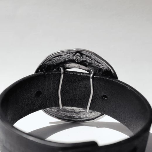 WB546X Pulsera Plata de Palo de cuero mujer colección Tetsu con círculo en plata de 1ª ley