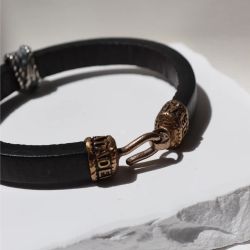 Pulsera PLATA DE PALO hombre de cuero negro y plata de ley
