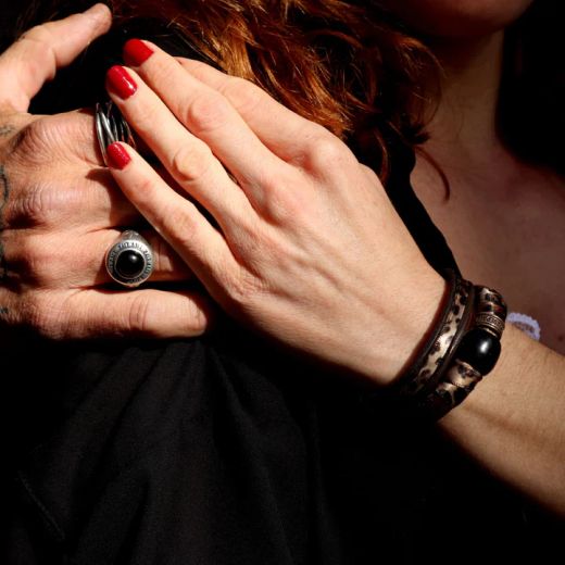 WB593X Pulsera Plata de Palo mujer Marrakech con Plata 925, bronce, cuero y textil cierre de garfio