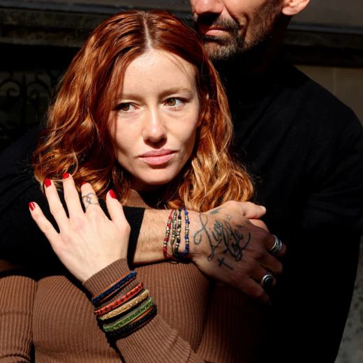 WB597X Pulsera Plata de Palo mujer modelo Zagora en plata 925, cuero y terciopelo de perlas con cierre de garfio