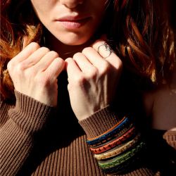 WB597X Pulsera Plata de Palo mujer modelo Zagora en plata 925, cuero y terciopelo de perlas con cierre de garfio