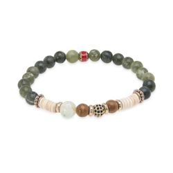 WB401A Pulsera PLATA DE PALO serie Juma para mujer con jade madera y circonitas negras