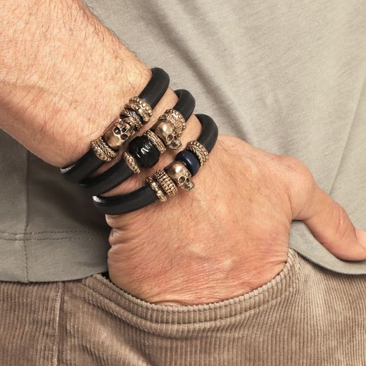 SB099X Pulsera PLATA DE PALO Skull SB099X hombre cuero