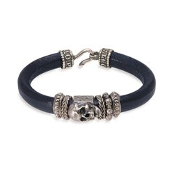 SB099X Pulsera PLATA DE PALO Skull SB099X hombre cuero
