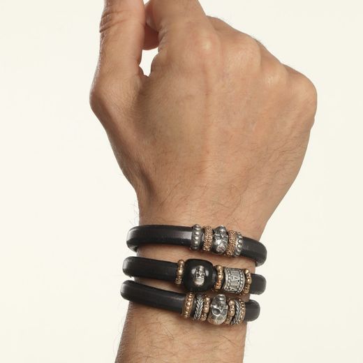 SB102X Pulsera PLATA DE PALO Skull hombre calavera