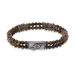 BB013O Pulsera Plata de Palo unisex plata y bolas de ojo de tigre