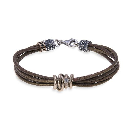 WB266X Pulsera PLATADEPALO cuatro hilos de cuero