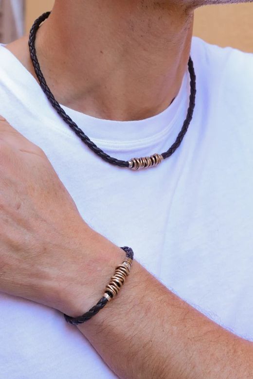 MB134X Pulsera PLATADEPALO hombre bronce y plata de ley