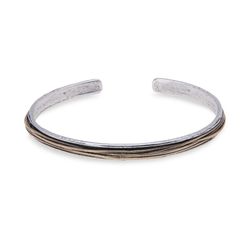 MB123A Pulsera PLATADEPALO rígida de hombre de plata y bronce