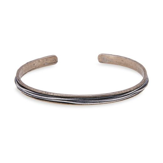 MB123B Pulsera PLATADEPALO rígida de bronce y plata