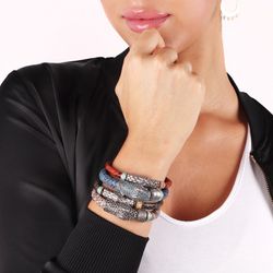 WB268A Pulsera PLATADEPALO mujer serpiente piel de color azul