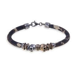 Pulsera PLATADEPALO Skull SB058X unisex camuflaje dos calaveras