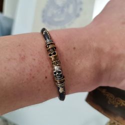 Pulsera PLATADEPALO Skull SB058X unisex camuflaje dos calaveras