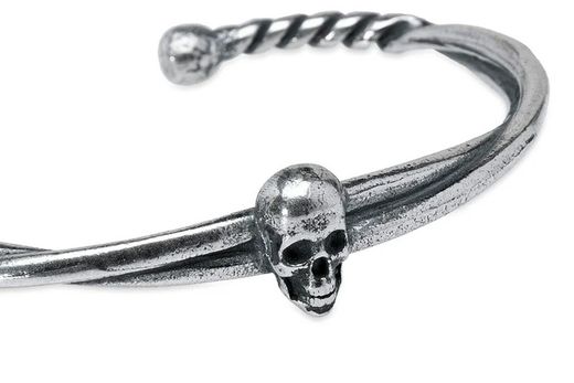 Pulsera rígida modelo Ander SB194X Plata de Palo de plata 925 con una calavera