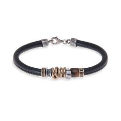 MB155X Pulsera PLATA DE PALO con Resina marrón