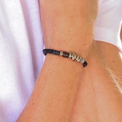 MB155X Pulsera PLATA DE PALO con Resina marrón