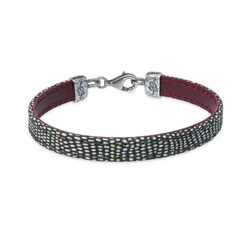 Pulsera Rosa ref, WB484X PLATA DE PALO unisex de cuero natural y cierre mosquetón diseño juvenil y llamativo