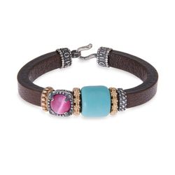 WB280X Pulsera PLATADE PALO mujer con resina azul Turquesa