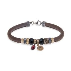 WB294X Pulsera mujer PLATA DE PALO con piedra granate