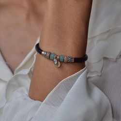 WB295X Pulsera Plata de Palo Calcedonia para mujer