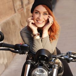 SB067B Pulsera Plata de Palo SKULL cadena rolo plata de ley y bronce