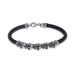 SB076A Pulsera  unisex SKULL Plata de Palo calaveras de plata discreta elegante y moderna