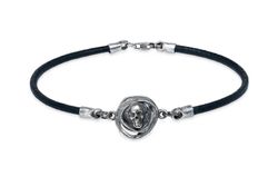 Pulsera Sokam SB196X Plata de Palo de cuero fino y calavera en plata 925 atrevida y moderna