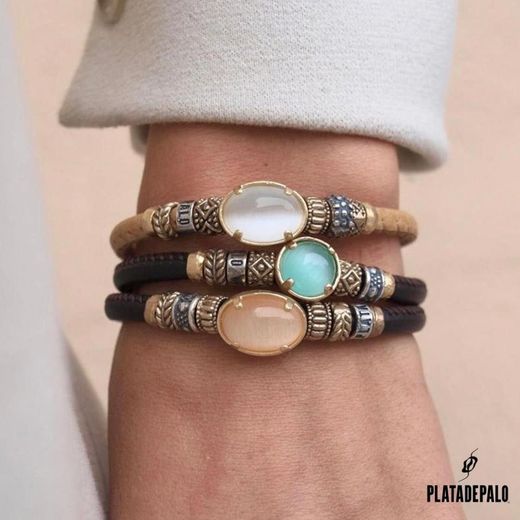 WB284X Pulsera mujer Plata de Palo Cuarzo con piezas de plata