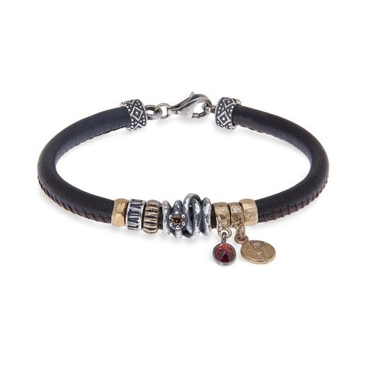 WB292X Pulsera PLATA DE PALO de mujer piedra granate