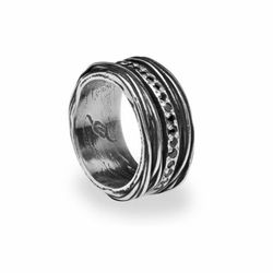 R102 Anillo unisex Plata de Palo de plata con circonitas