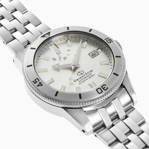 Reloj Orient Star hombre color de esfera blanco alpino RE-AU0502S00B DIVER 1964 SILVER automático
