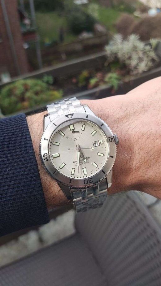 Reloj Orient Star hombre color de esfera blanco alpino RE-AU0502S00B DIVER 1964 SILVER automático