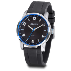 Ref: D85346.05 Reloj DUWARD de hombre caja de acero inoxidable 316L, correa silicona negra sumergible con bisel azul