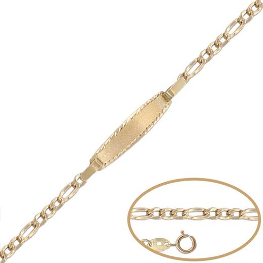Ref, PU1137 Pulsera ORO 18KL de bebé con placa central para el grabado